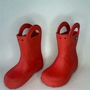 Little Kids Red Crocs Rain Boots